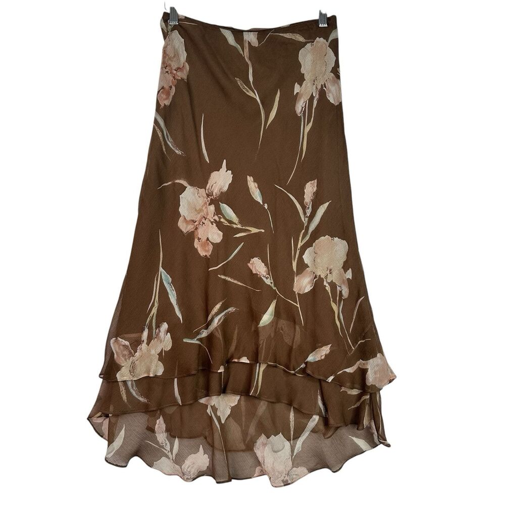 Lauren Ralph Lauren Brown Floral Midi Skirt